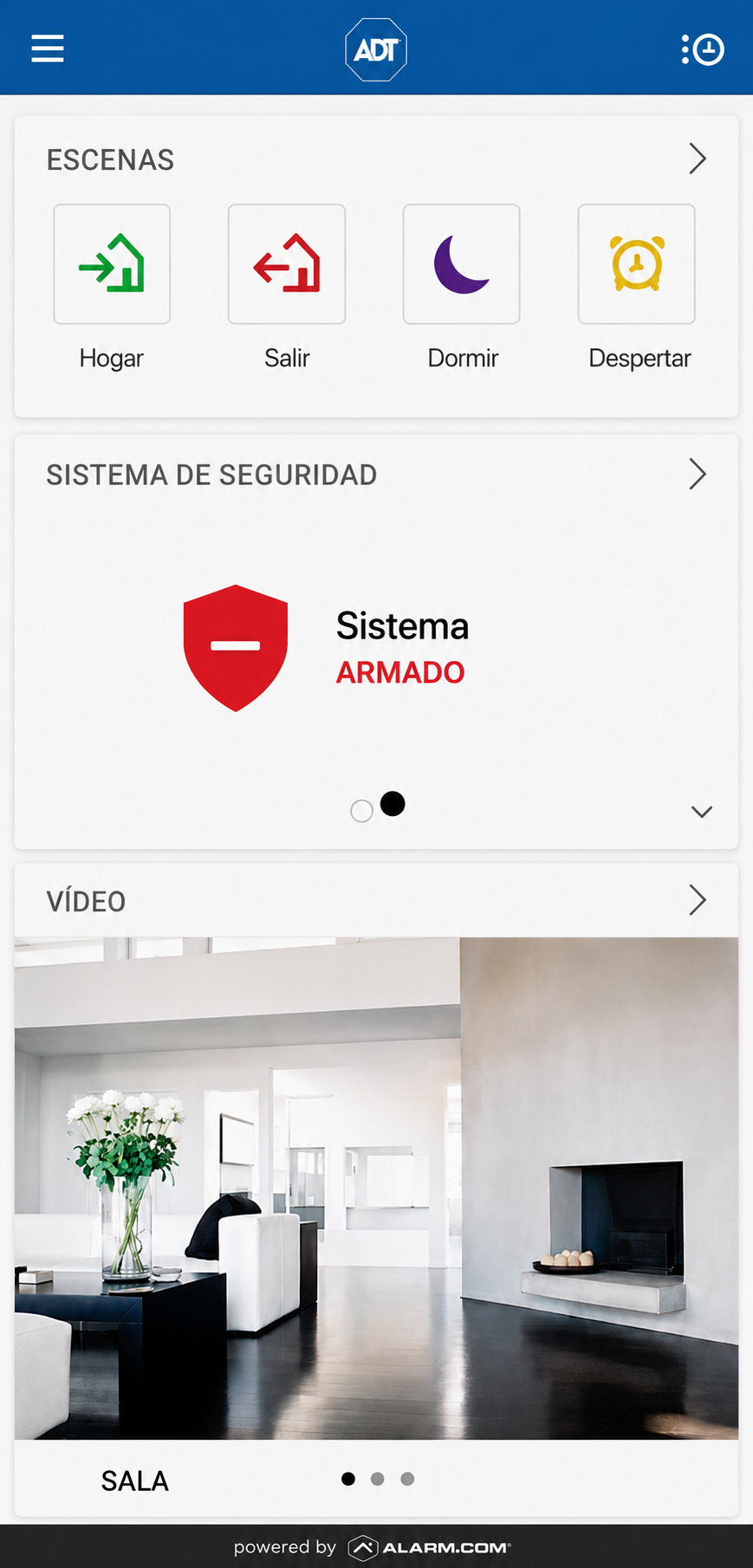 Vista de la aplicación ADT